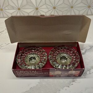 Vintage Crystal Candle Holder set of 2
